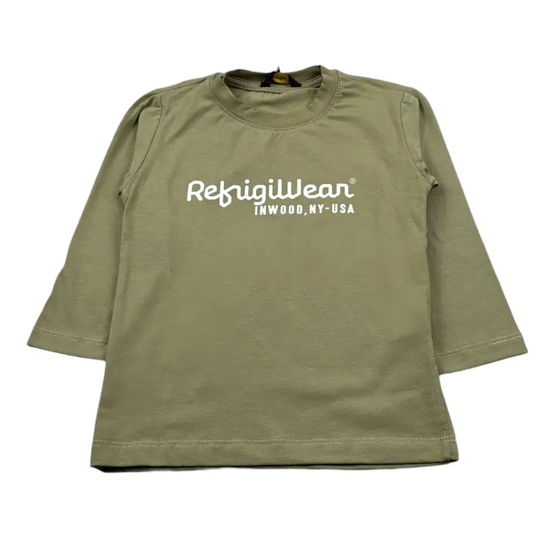 Refrigiwear Shirt Girocollo tinta unita con Logo Verde per Bambino