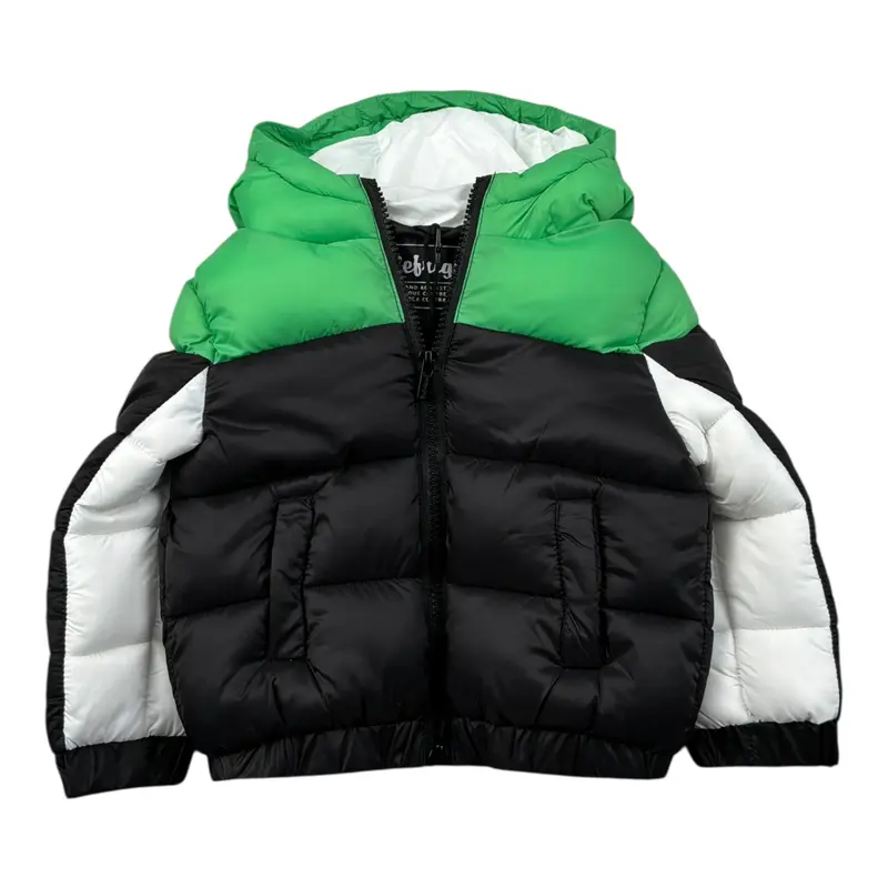 Refrigue Giubbino tinta unita con Zip Cappuccio Verde/Nero per Neonato