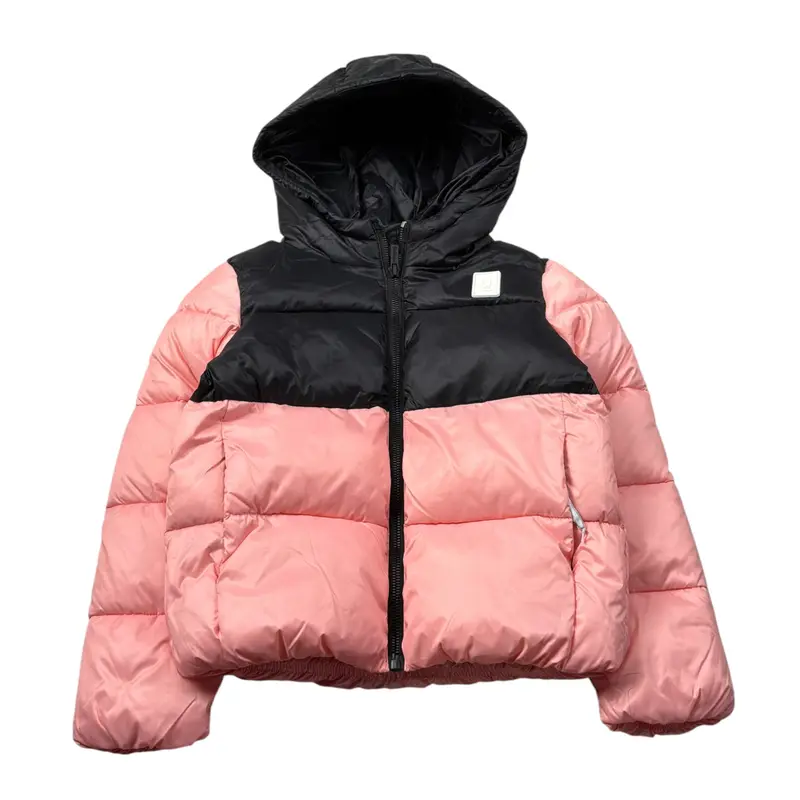 Refrigue Giubbino tinta unita con Zip Nero/Rosa per Neonata