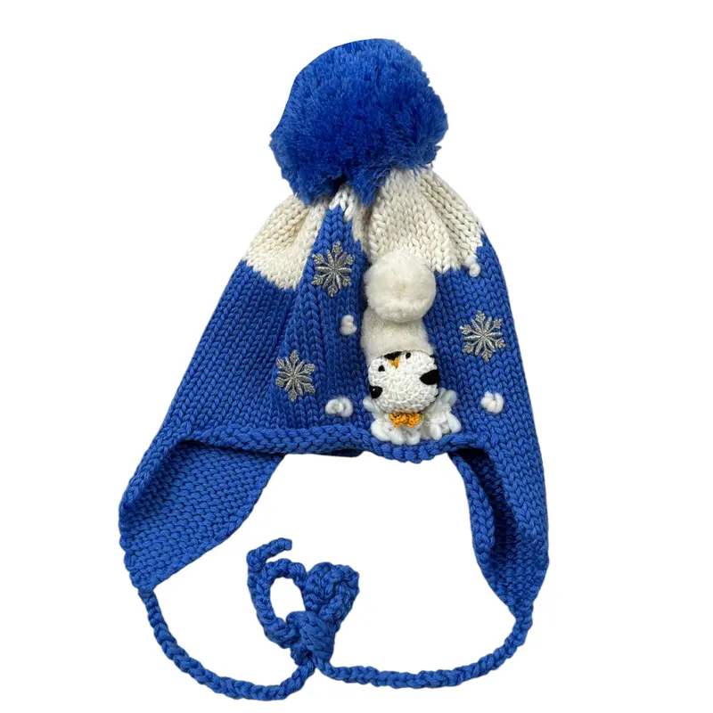 Regina By Angela Maffei Cappello tinta unita con Pon Pon Blu per Bambino
