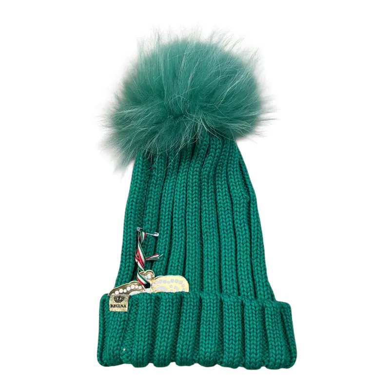 Regina Cappello tinta unita con Pon Pon Verde per Bambina