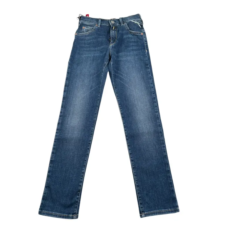Replay Jeans tinta unita con 5 Tasche Blu per Bambino