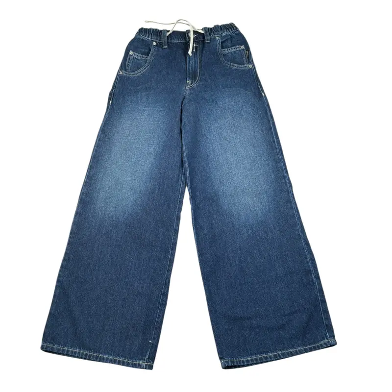 Replay Jeans tinta unita con Elastico In Vita Blu per Bambina