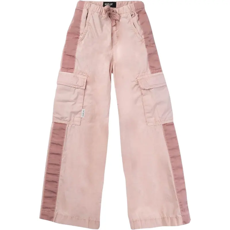 Replay Pantalone tinta unita con Elastico Rosa per Bambina