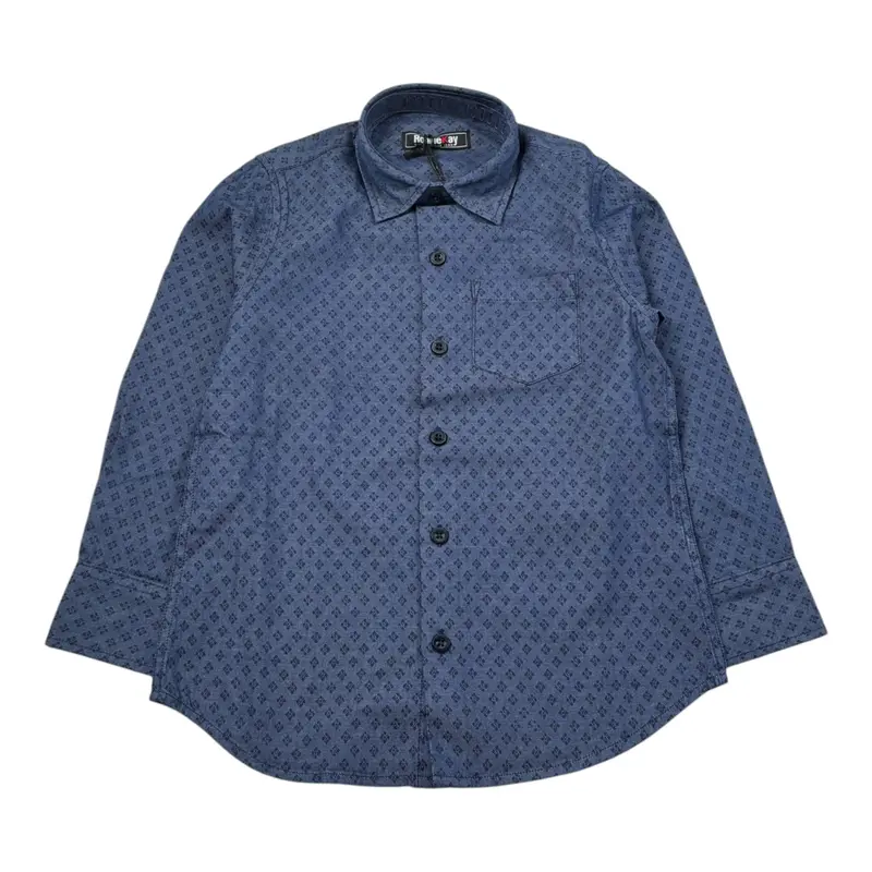Ronnie Kay Camicia tinta unita con Fantasia Blu per Bambino