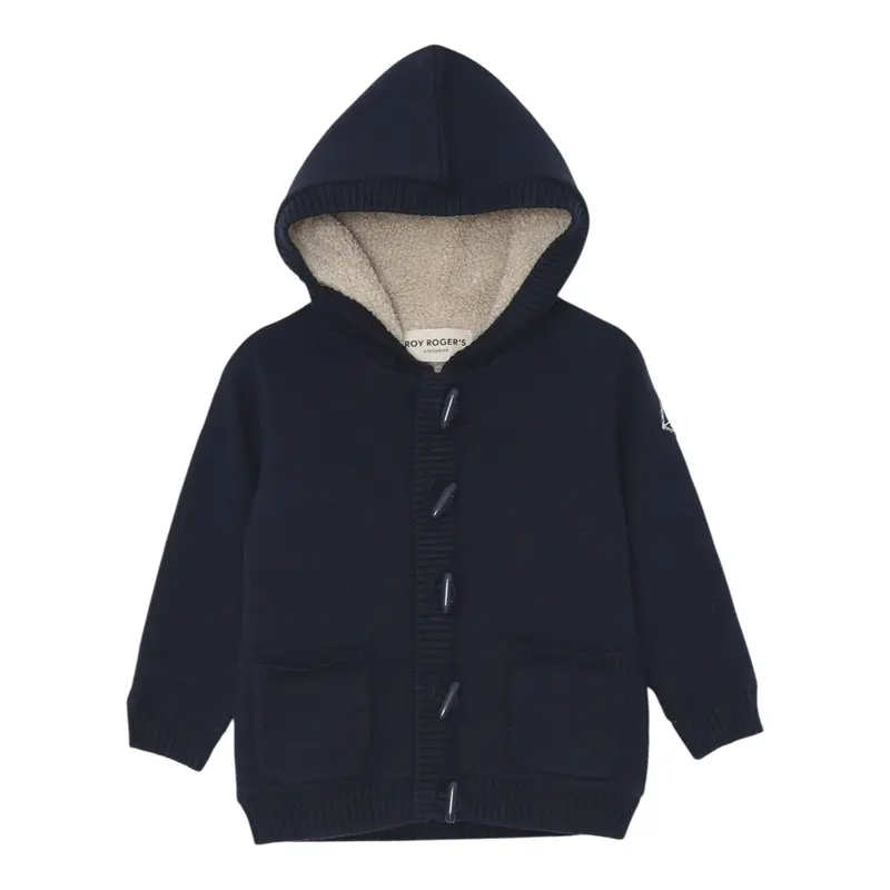 Roy Roger'S Cardigan tinta unita con Cappuccio Blu per Neonato