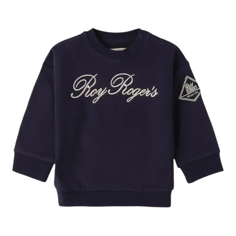 Roy Roger'S Felpa Chiusa Girocollo tinta unita con Logo Blu per Neonata
