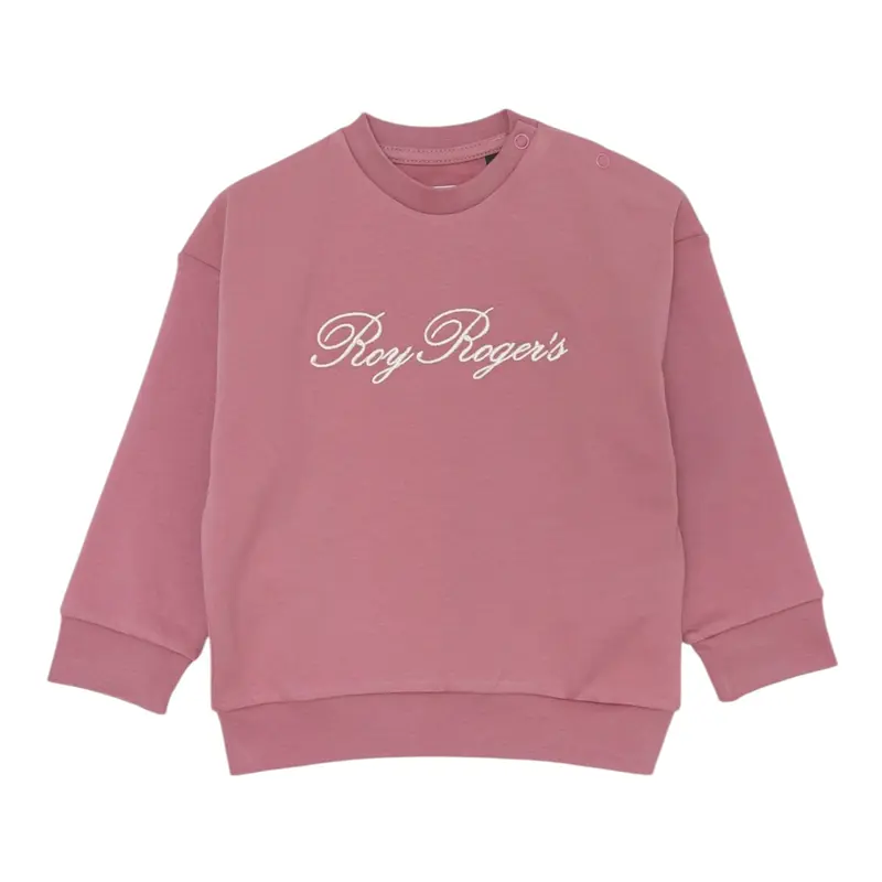 Roy Roger'S Felpa Chiusa Girocollo tinta unita con Logo Rosa per Neonata
