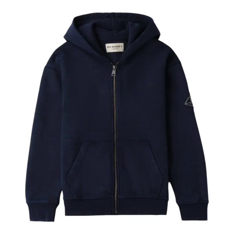 Roy Roger'S Felpa con Zip E Cappuccio tinta unita Blu per Bambino
