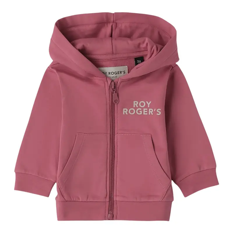 Roy Roger'S Felpa tinta unita con Zip E Cappuccio Rosa per Neonata