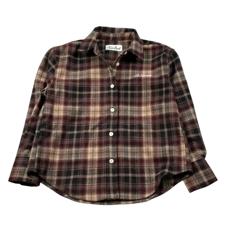 Saint Barth Camicia Manica Lunga Stampa Fantasia Marrone per Bambina