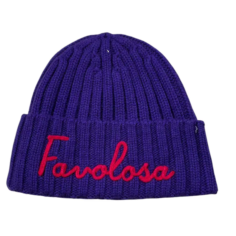 Saint Barth Cappello tinta unita con Logo Viola per Bambina
