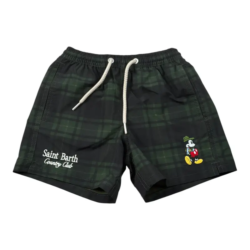Saint Barth Costume Modello Bermuda tinta unita con Fantasia Verde per Bambino