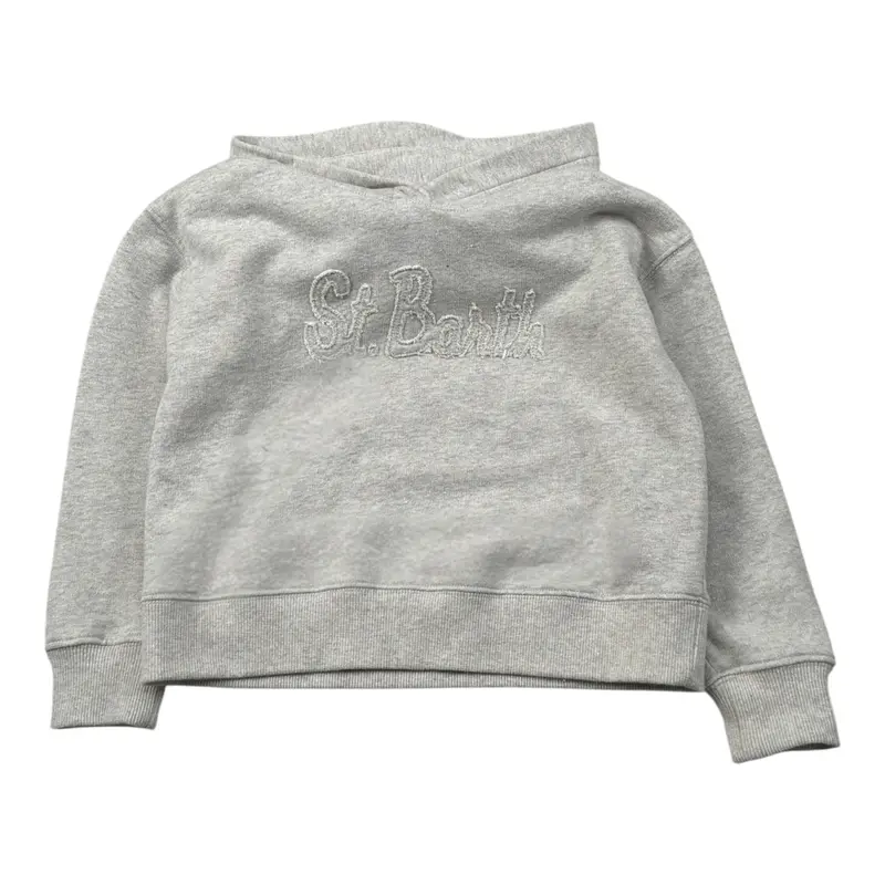 Saint Barth Felpa Chiusa con Cappuccio tinta unita con Stampa Grigio per Bambina