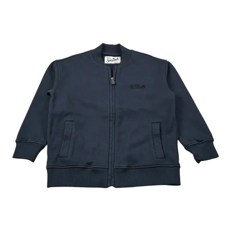 Saint Barth Felpa con Zip tinta unita Blu per Bambino