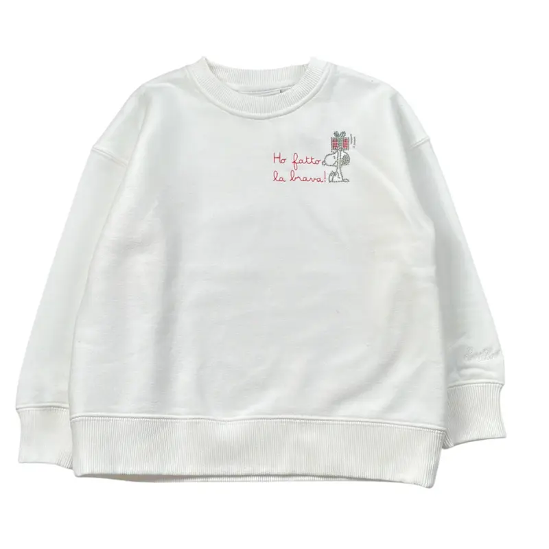 Saint Barth Felpa Girocollo tinta unita con Stampa Bianco per Bambina