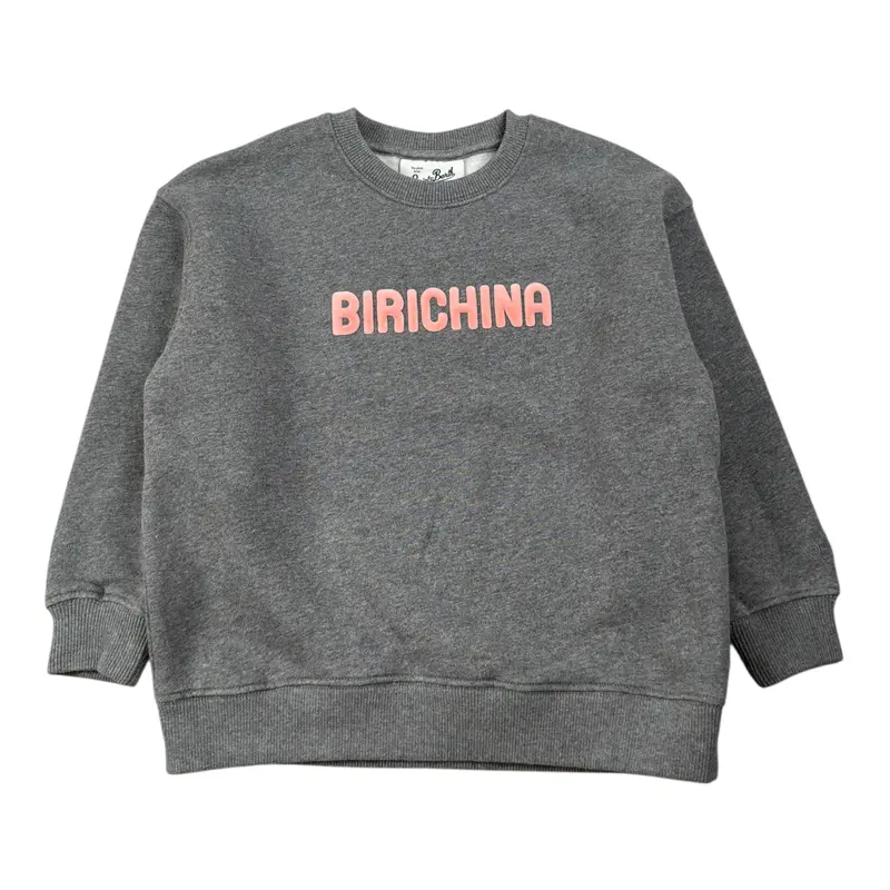 Saint Barth Felpa Girocollo tinta unita con Stampa Grigio per Bambina