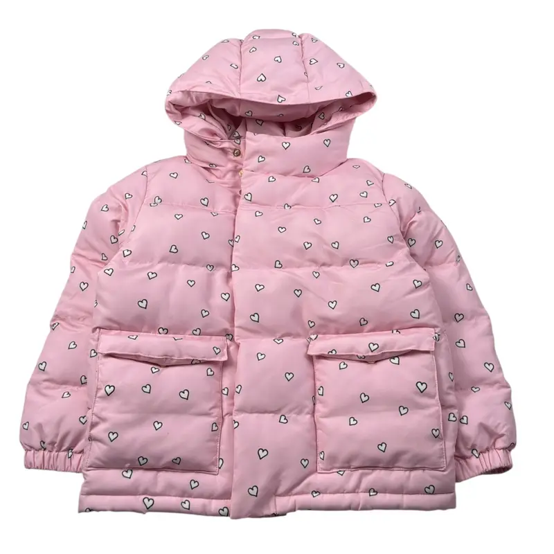 Saint Barth Giubbino tinta unita con Cappuccio Rosa per Bambina