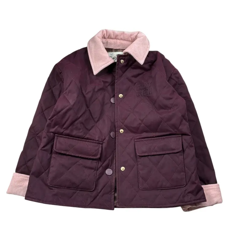 Saint Barth Giubbino tinta unita con Colletto Bordeaux per Bambina