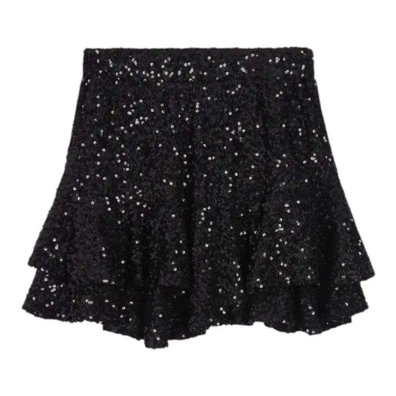Saint Barth Gonna tinta unita con Paillettes Nero per Bambina