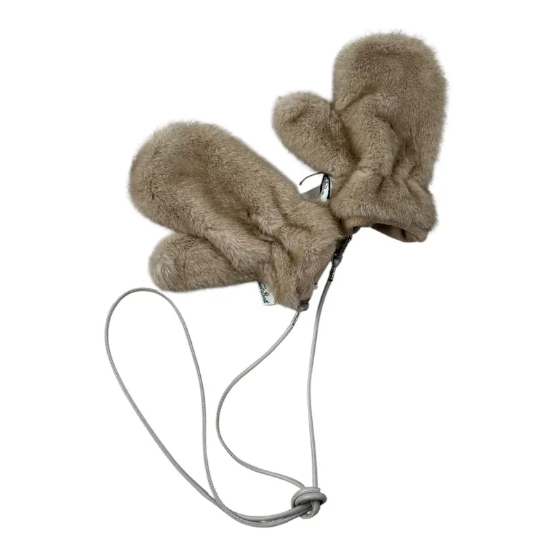 Saint Barth Guanti In Pelliccia tinta unita Beige per Bambina