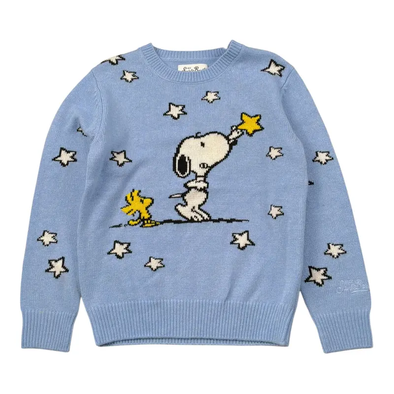 Saint Barth Maglia Girocollo con Stampa Azzurro per Bambino