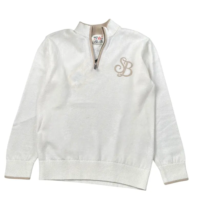 Saint Barth Maglia Girocollo con Stampa Panna per Bambino