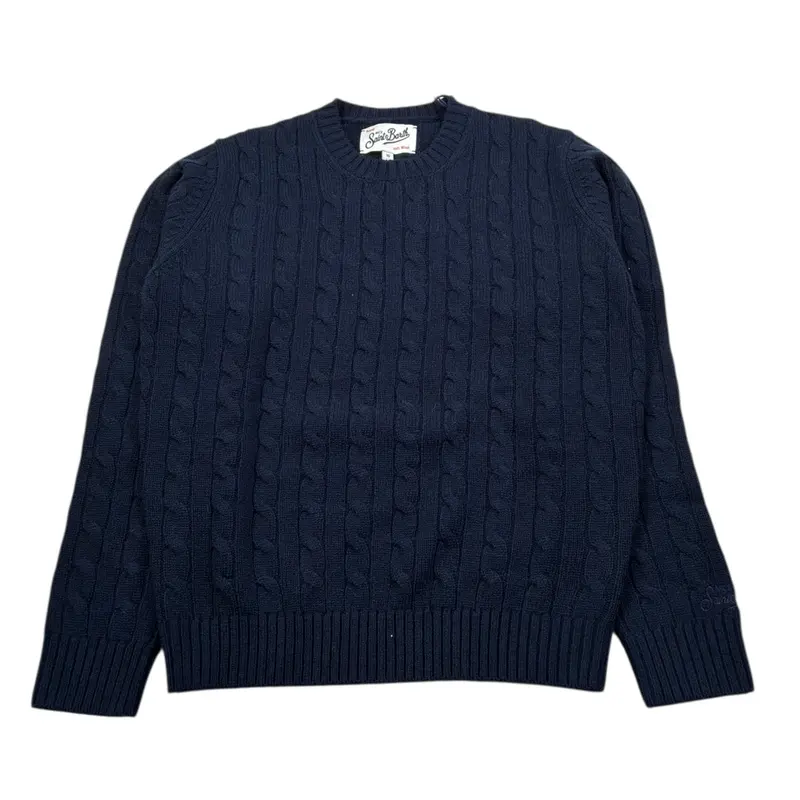 Saint Barth Maglia Girocollo tinta unita Blu per Bambino
