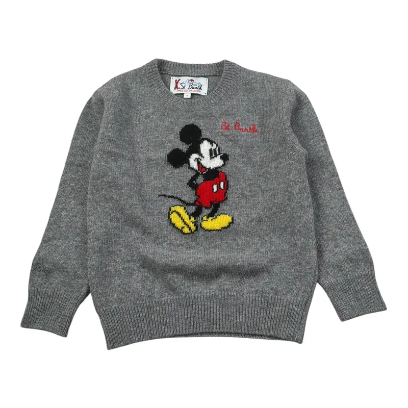 Saint Barth Maglia Girocollo tinta unita Grigio per Bambino