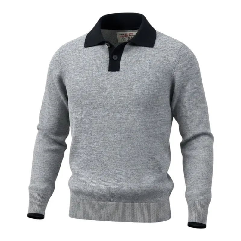 Saint Barth Maglia tinta unita con Colletto E Logo Grigio per Bambino
