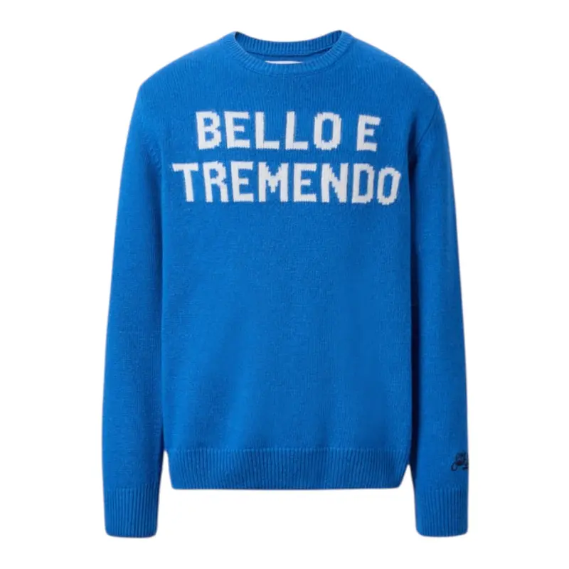 Saint Barth Maglia tinta unita con Ricamo Blu per Bambino