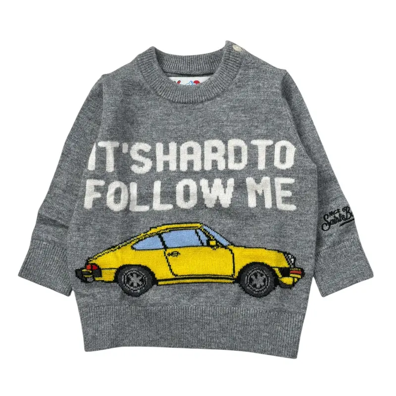 Saint Barth Maglia tinta unita con Ricamo Grigio per Neonato