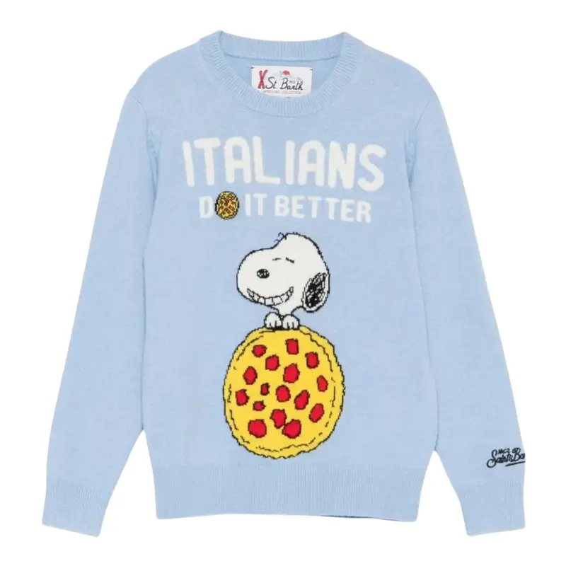 Saint Barth Maglia tinta unita con Stampa Azzurro per Bambino
