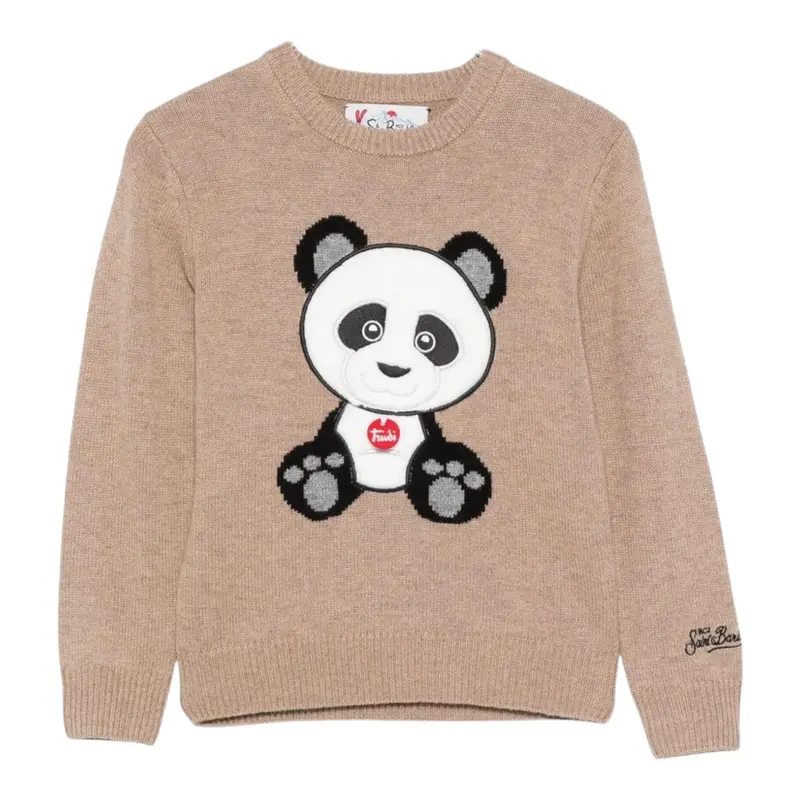 Saint Barth Maglia tinta unita con Stampa Beige per Bambina