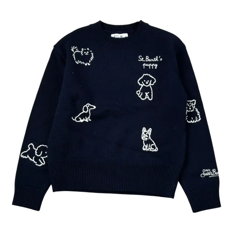 Saint Barth Maglia tinta unita con Stampa Blu per Bambino
