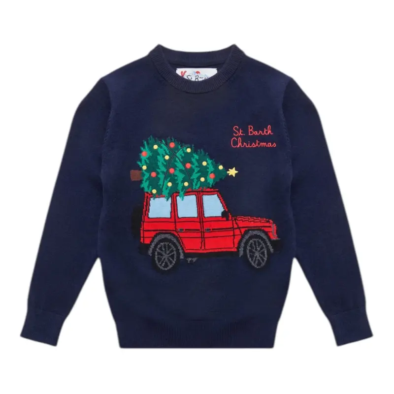 Saint Barth Maglia tinta unita con Stampa Blu per Bambino