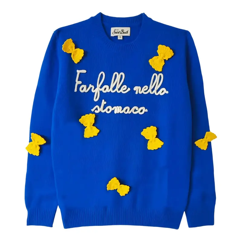 Saint Barth Maglia tinta unita con Stampa Blu per Neonata
