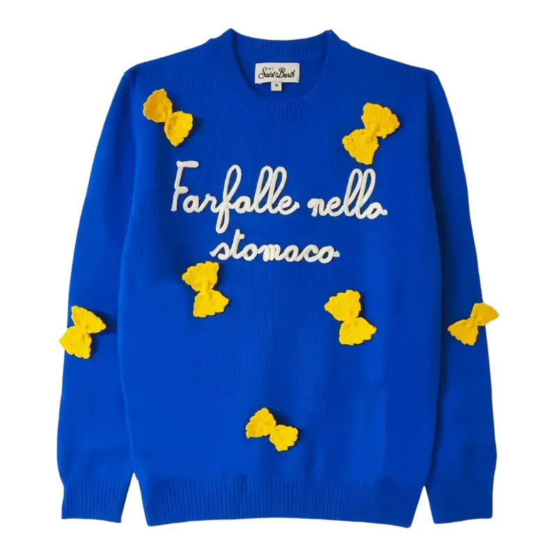 Saint Barth Maglia tinta unita con Stampa Cobalto per Bambina