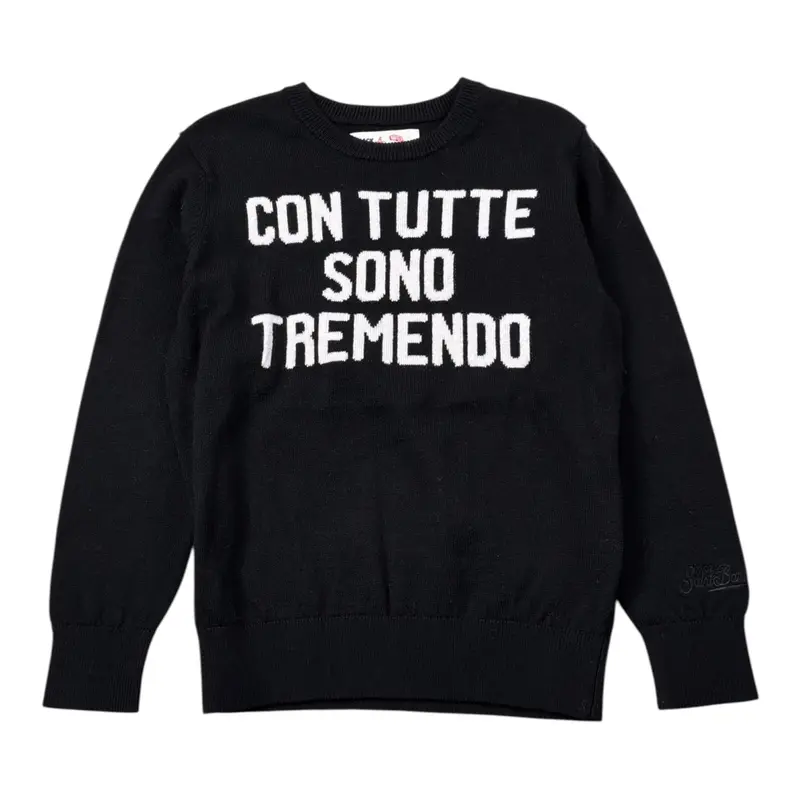 Saint Barth Maglia tinta unita con Stampa Nero per Bambino