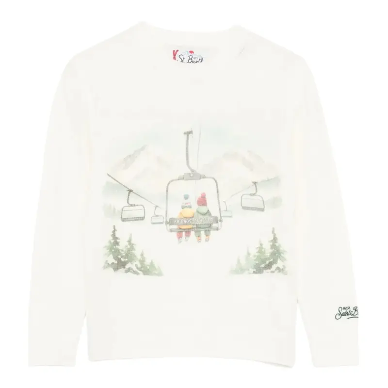 Saint Barth Maglia tinta unita con Stampa Panna per Bambina