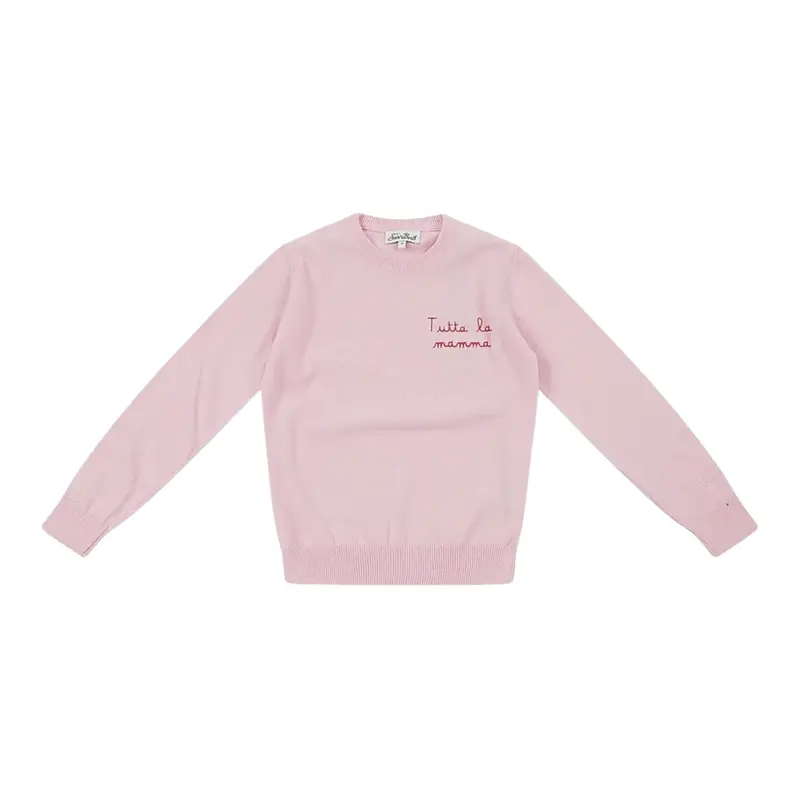 Saint Barth Maglia tinta unita con Stampa Rosa per Bambina