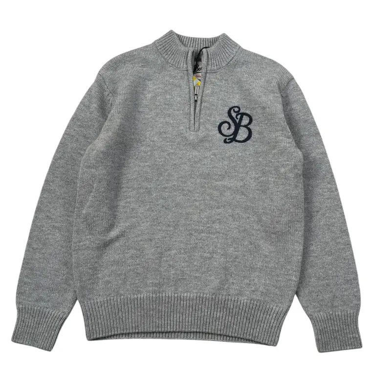 Saint Barth Maglia tinta unita con Zip E Stampa Grigio per Bambina