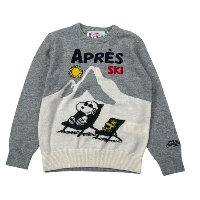 Saint Barth Maglia tinta unita Girocollo con Stampa Grigio per Bambina