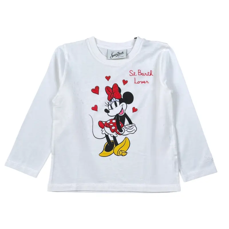 Saint Barth Shirt Girocollo tinta unita con Stampa Bianco per Bambina