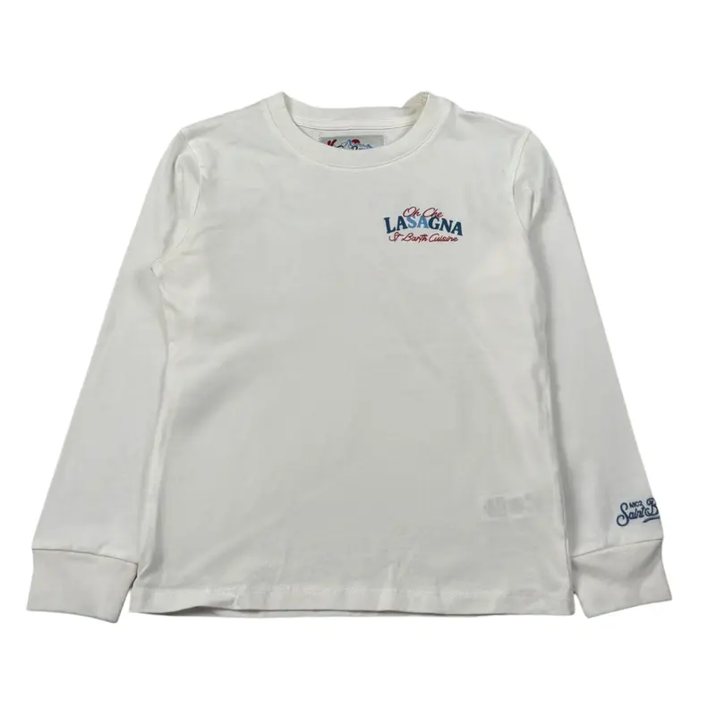 Saint Barth Shirt Girocollo tinta unita con Stampa Bianco per Bambino
