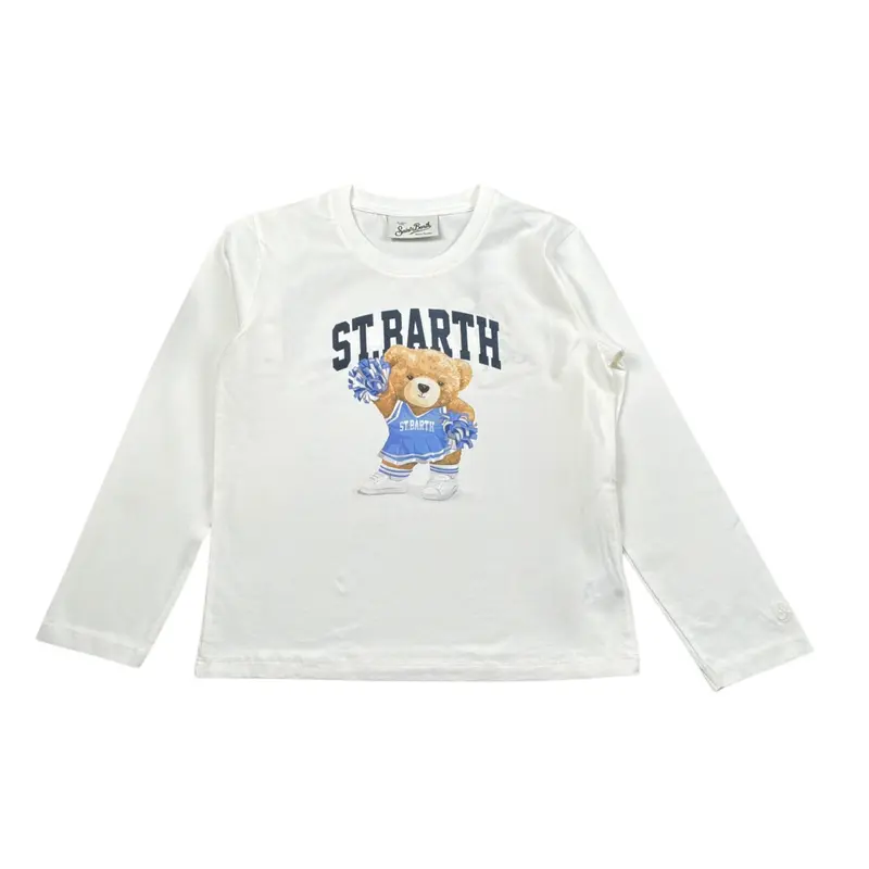 Saint Barth Shirt Girocollo tinta unita con Stampa Bianco per Neonata