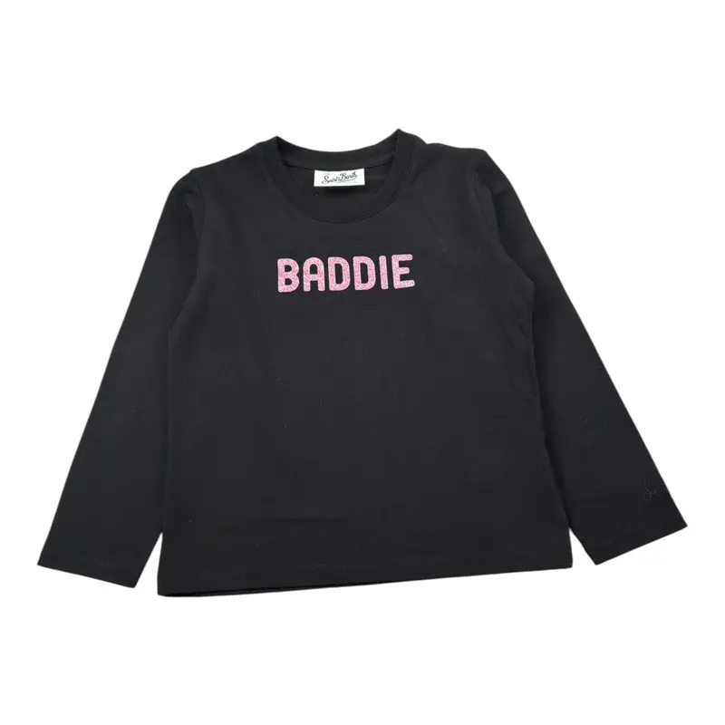 Saint Barth Shirt Girocollo tinta unita con Stampa Nero per Bambina