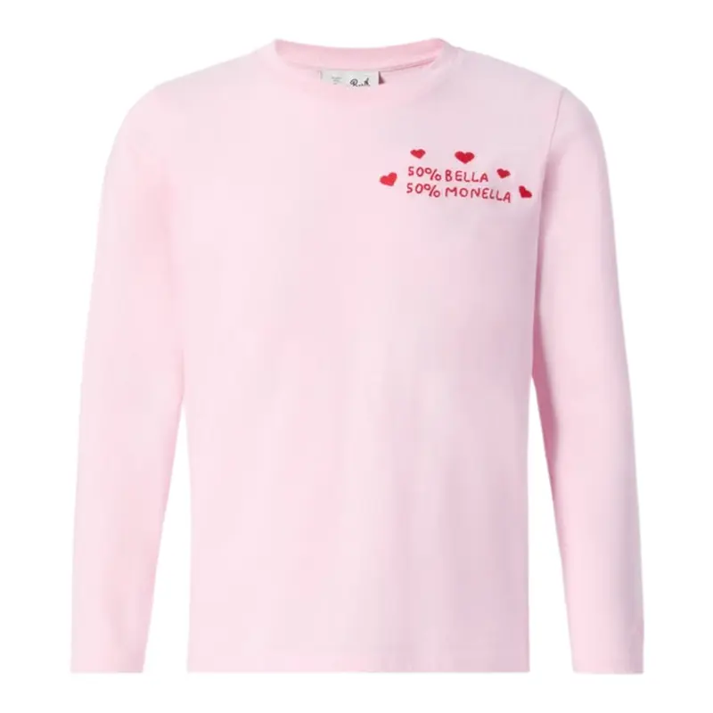 Saint Barth Shirt Girocollo tinta unita con Stampa Rosa per Bambina