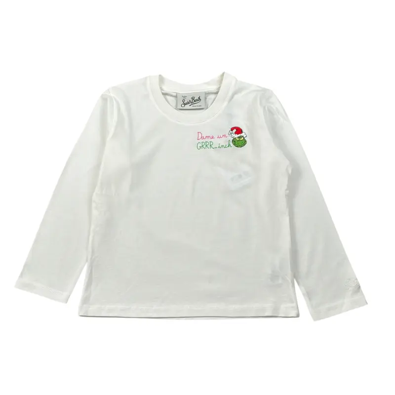 Saint Barth Shirt tinta unita con Stampa Bianco per Bambina