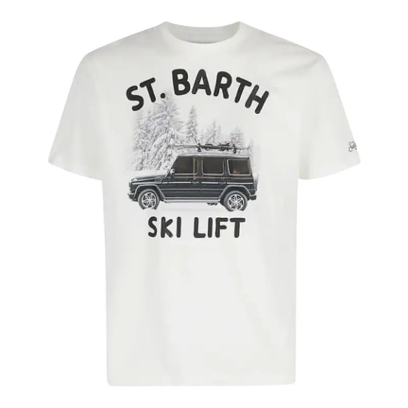 Saint Barth T-Shirt Girocollo tinta unita con Stampa Bianco per Bambino